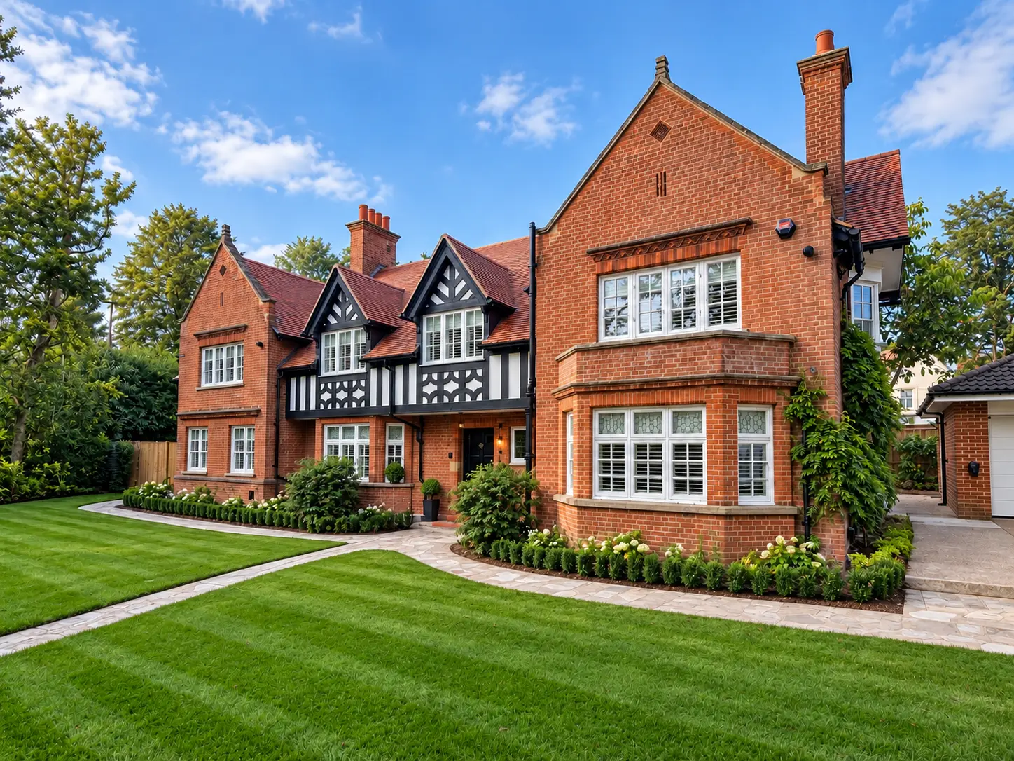 Front exterior and lawn of the Esher display house.