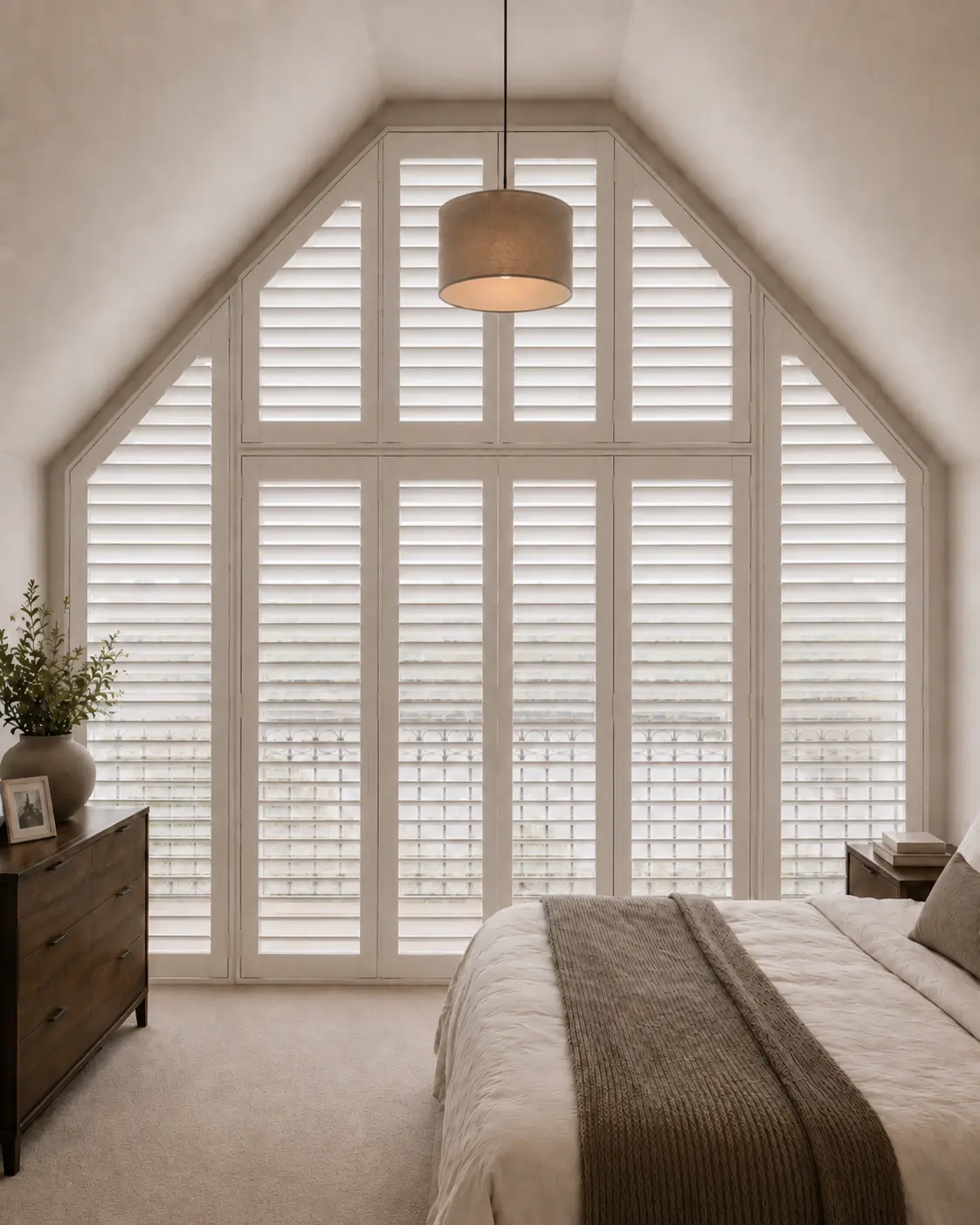 Shaped plantation shutters