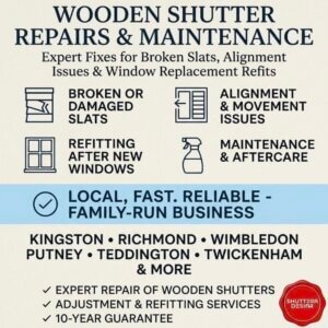 wooden shutter repairs south west london - broken slats alignment refitting